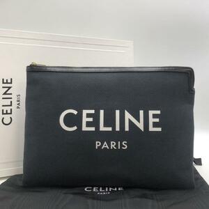 ［美品　付属品完備］セリーヌ　CELINE ラージ　ポーチ　キャンバス　クラッチバッグ　セカンドバッグ　