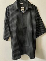 7メンズ大きいサイズ半袖ストライプシャツ黒3XL新品未使用ブラック_画像4