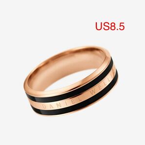 新品未使用　Daniel Wellington ダニエルウェリントン リング　指輪　EMALIE RING US8.5 日本サイズ17.5号　ローズゴールドxブラック