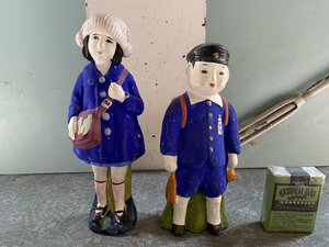  old earth doll child /../ elementary school student boy young lady man / girl .. doll Hakata doll V. earth doll . earth toy war front Showa Retro Taisho ..