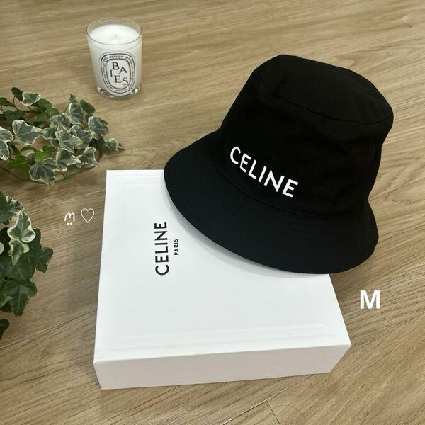 送料無料　CELINE　セリーヌ　バケットハット　サイズ　帽子　コットン　ブラック