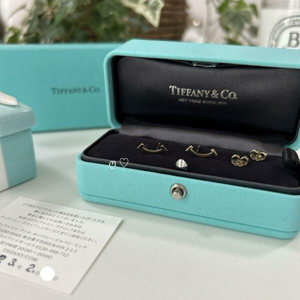 送料無料　ティファニー　Tスマイルピアス　k18　イエローゴールド　現行販売品　TIFFANY&Co.