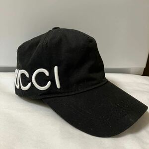 [ beautiful goods ]GUCCI Gucci cap hat Logo embroidery leather 