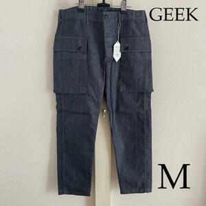 GEEK（ギーク） 　シルキーランダムヘリンボーンP44　モンキーパンツ　ネイビー　Mサイズ　ズボン　メンズ