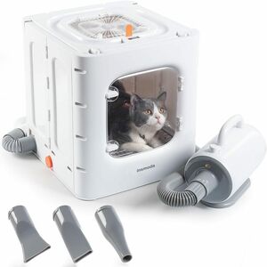 ペットドライヤー 乾燥 ペット乾燥箱 乾燥機 ドライボックスセット 30-55℃温度調整可能 1500W 無段階風速制御 ノズル3種付き 犬/猫 