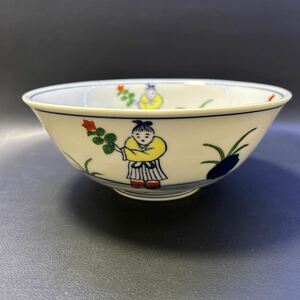 H24-13 菓子鉢 【有田焼　銘:鍋島定山　絵付け色絵菓子鉢・盛り鉢】サイズ:直径18cm　高さ7.2㎝　箱無し