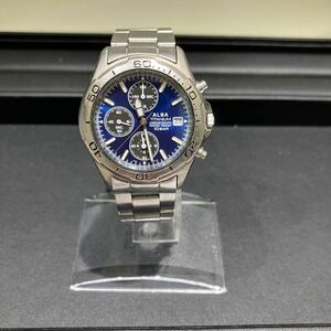 N1169 稼働品 電池未交換SEIKO ALBA TITANUM クロノグラフ デイト クオーツ メンズ腕時計