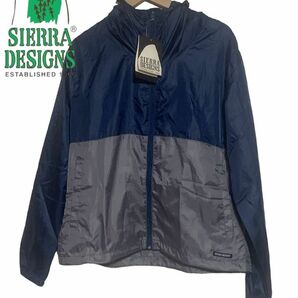 【シェラデザイン】SIERRA DESIGNS 新品　ウィンドブレーカー　ブルー　ポーチ付き　ポリエステル素材