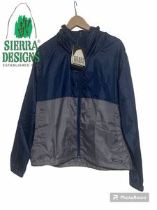 【シェラデザイン】SIERRA DESIGNS 新品　ウィンドブレーカー　ブルー　ポーチ付き　ポリエステル素材