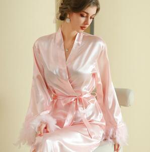 852　ワンピースレディース　◇　綺麗めシルエット　　魅惑Style　◇パジャマ　sexy　　部屋着　　光沢　　pink