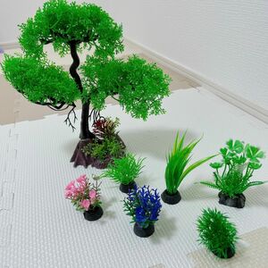 アクアリウム 人工プラスチック植物 装飾　草　木　セット　水槽