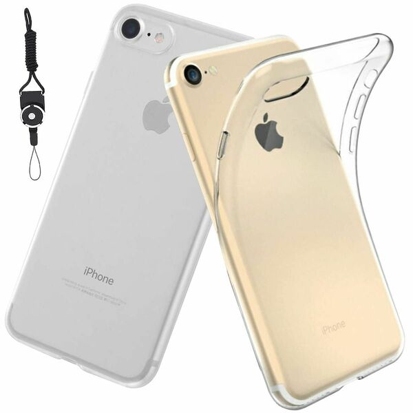 iPhone SE2 SE3 iPhone8 iPhone7 用ケース　クリア　ストラップ付き