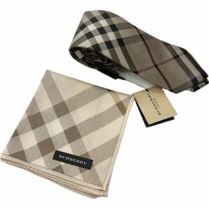 *[ outlet ][ новый товар ] Burberry London BURBERRY LONDON галстук & носовой платок комплект в клетку бежевый 41460