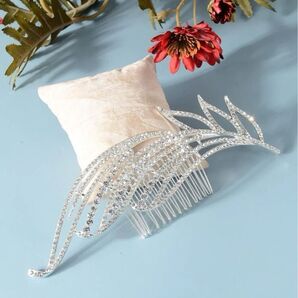 リーフデコレーション ヘッドアクセ ウェディング ブライダル ヘアアクセサリー ヘアアクセ ヘッドドレス シルバー