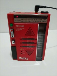 ★ラジオ通電確認済み★TOSHIBA★東芝★Walky★ウォーキー★ＫＴ-ＲＳ７★ステレオラジオカセットレコーダー★レッド★昭和レトロ★