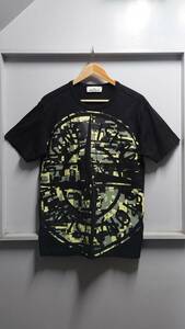 STONE ISLAND MIXED YARN JACQUARD CAMO Tシャツ ブラック M 半袖 ロゴプリント ストーンアイランド