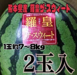 熊本 植木産 スイカ 羅皇ザ･スウィート2玉入 (1玉約7～8kg)