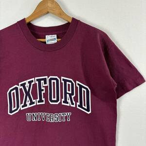 英国 ヴィンテージ 90s【オックスフォード大学】カレッジ Tシャツ スクリーンスターズ ユーロ古着 シングルステッチ ボルドー イギリス