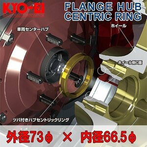 [KYO-EI]ツバ付きハブセントリックリング2個入 外径73φ_内径66.5φ(超軽量ジュラルミン製)【U73665】