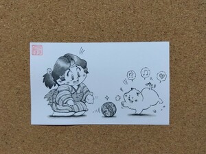 Art hand Auction 子鬼と子犬(鞠), コミック, アニメグッズ, 手描きイラスト