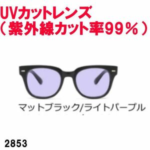 マットブラック/パープル 2853 ウェリントン カラーレンズ サングラス UVカット