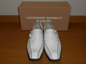 KATHARINE HAMNETT LONDON 　キャサリンハムネットロンドン　レザーシューズ　革靴　白　サイズ２５1/2 　　 　（3E　ケハ