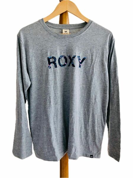 【未使用】【タグつき】　ROXY ロキシー　 長袖Tシャツ ロゴ　グレー　XL