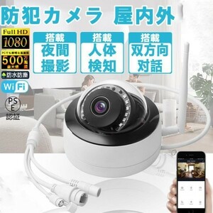 防犯カメラ 監視カメラ 屋外 wifi 500万画素 ワイヤレス ドーム型 家庭用 屋内 玄関 AI人体検知 防犯対策 常時録画 遠隔監視 双方向対話