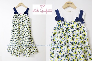  новый товар 20,000 иен сверху товар Франция ребенок одежда [Lili gaufrette]cotton floral dress midi длина One-piece 12A 150cm(140. возможно ) футболка юбка 
