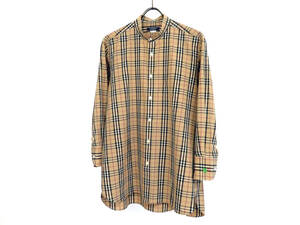 17492 BURBERRY LONDON Burberry noba в клетку воротник-стойка длинный рукав кнопка down рубашка хлопок L ранг мужской б/у одежда Vintage 