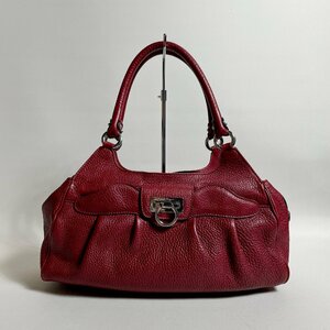 2404-181-1｜極美品｜Salvatore Ferragamo サルヴァトーレフェラガモ ガンチーニ ハンドバッグ レザー レッド