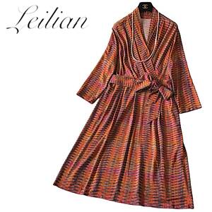 B36◆美品 レリアン Leilian プラスハウス 大きいサイズ 13+ XL前後 ワンピース 身幅53.5cm 伸縮 薄手 涼しい テロテロ とろみ生地 春夏