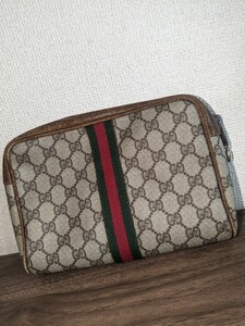 GUCCI ／ グッチ シェリーライン オールドグッチ GGキャンバス ポーチ セカンドバッグ 小物入れ ビンテージ ヴィンテージ レトロ 貴重