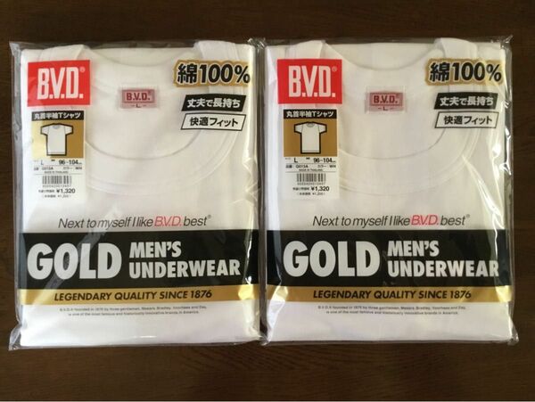 BVD 丸首半袖Tシャツ GOLD MEN’S UNDER WEAR ２枚セット