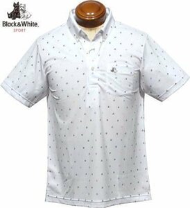 [ white M size ] black & white button down polo-shirt with short sleeves men's BGS9603YD dry UV care polo-shirt with short sleeves short sleeves shirt made in Japan 