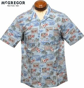 【ブルー L】 マクレガー 半袖シャツ メンズ 111163502 レインスプーナーコラボ商品 reynspooner アロハシャツ オープンカラーシャツ
