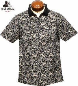 [ черный L] черный and белый рубашка-поло с коротким рукавом мужской BGS9703JF контакт охлаждающий UV cut рубашка с коротким рукавом сделано в Японии M/L/LL