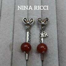 【匿名配送】NINA RICCI ニナリッチ ピアス シルバー 赤_画像1