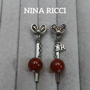 【匿名配送】NINA RICCI ニナリッチ ピアス シルバー 赤