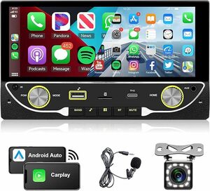 ダブルDINカーステレオ ワイヤレスCarPlay＆Android Auto，6.86 HDタッチスクリーン2 DINカーラジオ