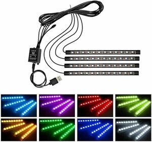 ledテープ 高輝度 RGB ledテープライト USB式 防水テープライト 全8色に切替 カー内部LED装飾ライト 多種フラッシ