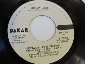 US盤プロモ・7インチ 『GREGORY JAMES EDITION / SUNDAY LADY』DAKAR　BRUNSWICK