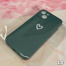 iPhone13 iPhoneケース iphoneカバー グリーン ハート おしゃれ くすみカラー かわいい ソフトケース 耐衝撃 大人気 TPUケース_画像10