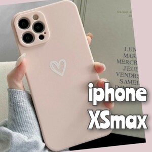 iPhoneXSmax iPhoneケース iphoneカバー ピンク ハート おしゃれ かわいい くすみピンク TPUケース ソフトケース 送料無料