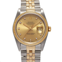 ROLEX ロレックス デイトジャスト 10Pダイヤ 16233G メンズ YG/SS 腕時計 自動巻き ゴールド文字盤 Aランク 中古 銀蔵_画像1