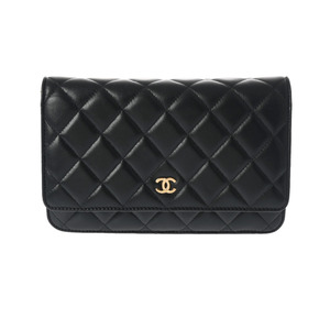 CHANEL シャネル マトラッセ チェーンウォレット 19cm 黒 ゴールド金具 AP0250 レディース ラムスキン ショルダーバッグ Aランク 中古 銀蔵