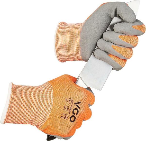 切れないゴム手袋 Ｌサイズ 防刃手袋 耐切創 グローブ 軍手 オレンジ　作業用