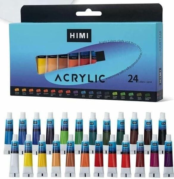 HIMI アクリル絵の具 アクリルペイントセット 12ml 24色