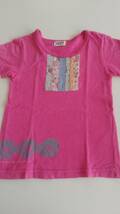 RAG MART ラグマート 　子供服女の子Tシャツ95 100　ナチュラル系　濃いピンク　ラグマートパッチワーク柄 女児トップス☆ＵＳＥＤ_画像1