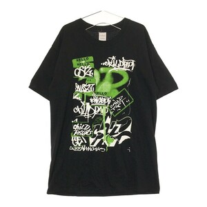 【30817】 半袖Tシャツ カットソー ブラック サイズL相当 ロゴプリント 英字プリント プルオーバー かっこいい ファンキー メンズ